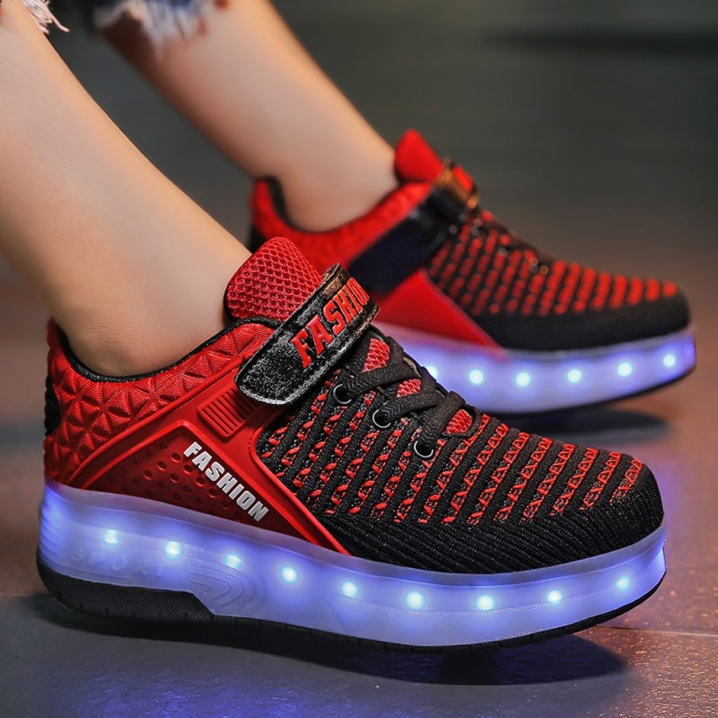2019 New 29 40 USB Charging Children Sneakers With 2 Wheels Girls Boys Led Shoes Kids 3