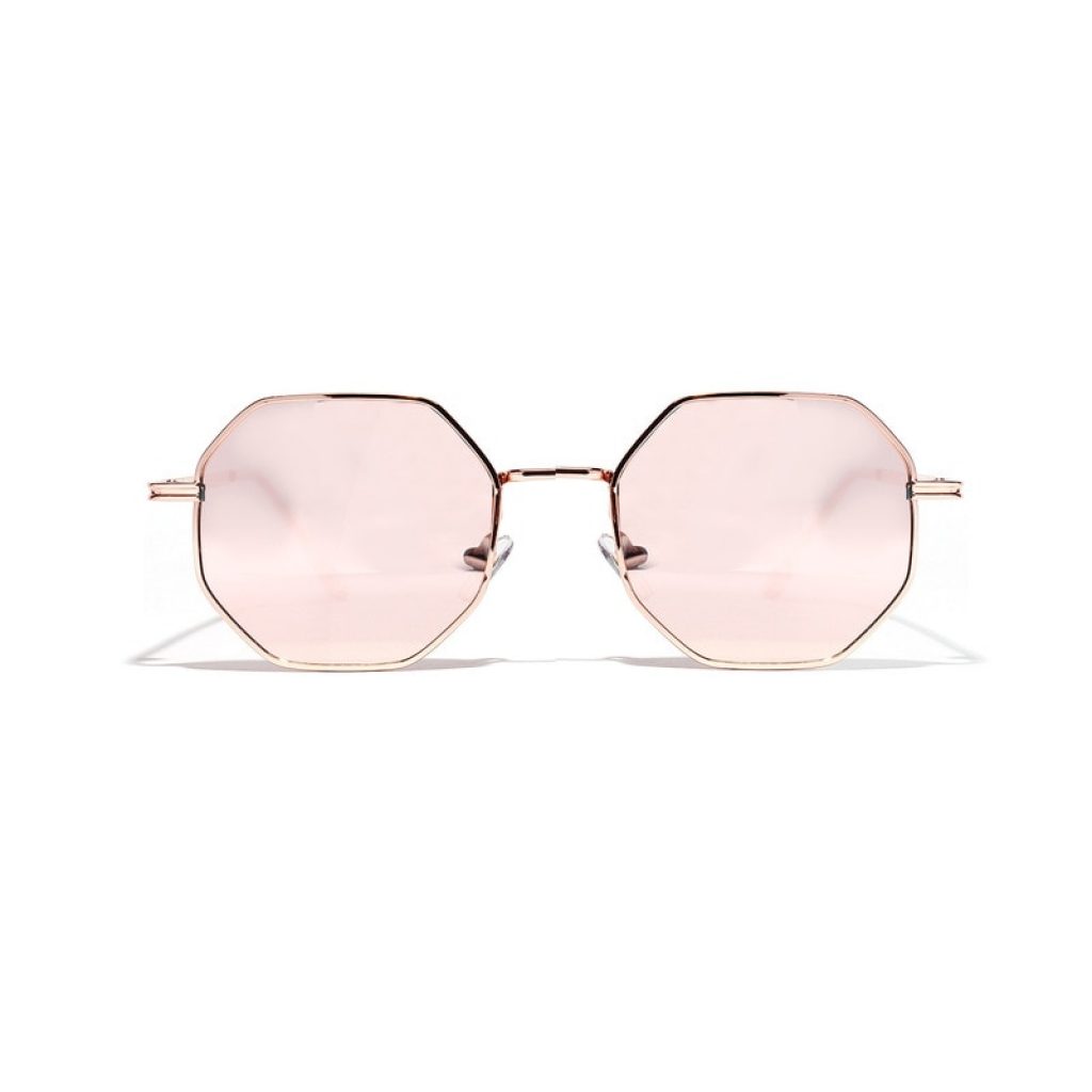 2019 Retro polygon sunglasses Men Women Luxury pink Lens Round Sunglasses Vintage Small frame Mirror color 1