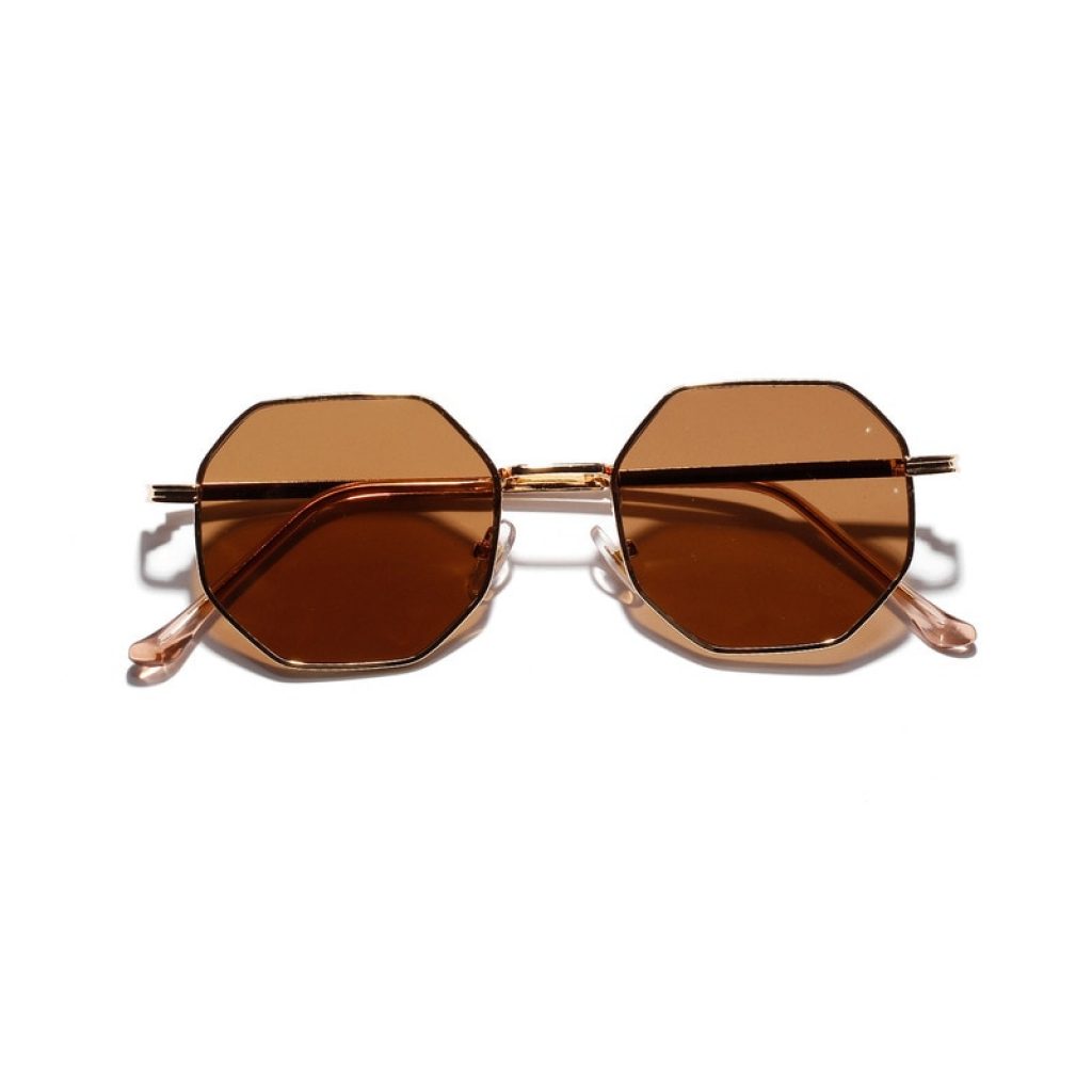2019 Retro polygon sunglasses Men Women Luxury pink Lens Round Sunglasses Vintage Small frame Mirror color 2