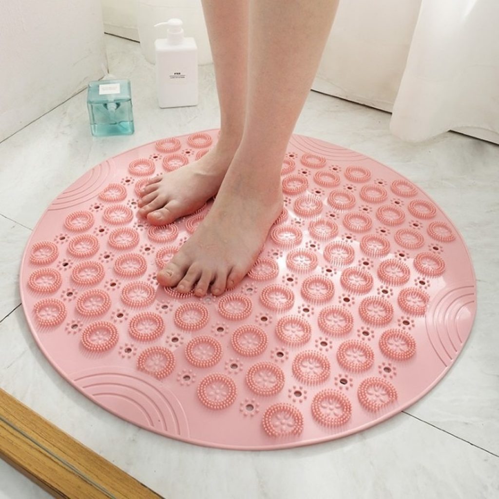 55cm Round PVC Non slip Bathroom Mat EP Silicone Shower Bath Mat foot brush dead skin