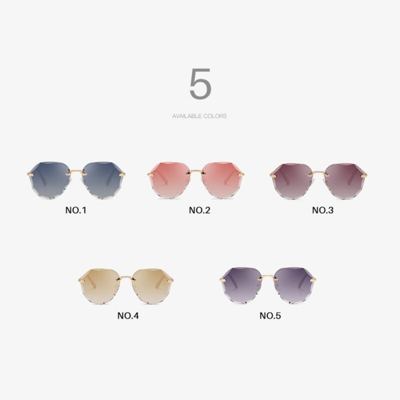AEVOGUE Sunglasses For Women ladies Rimless Diamond cutting Lens Brand Designer Ocean Shades Vintage Sun Glasses 3