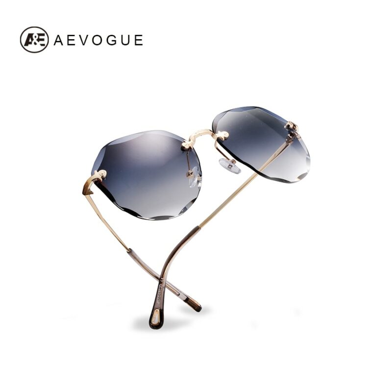 AEVOGUE Sunglasses For Women ladies Rimless Diamond cutting Lens Brand Designer Ocean Shades Vintage Sun Glasses
