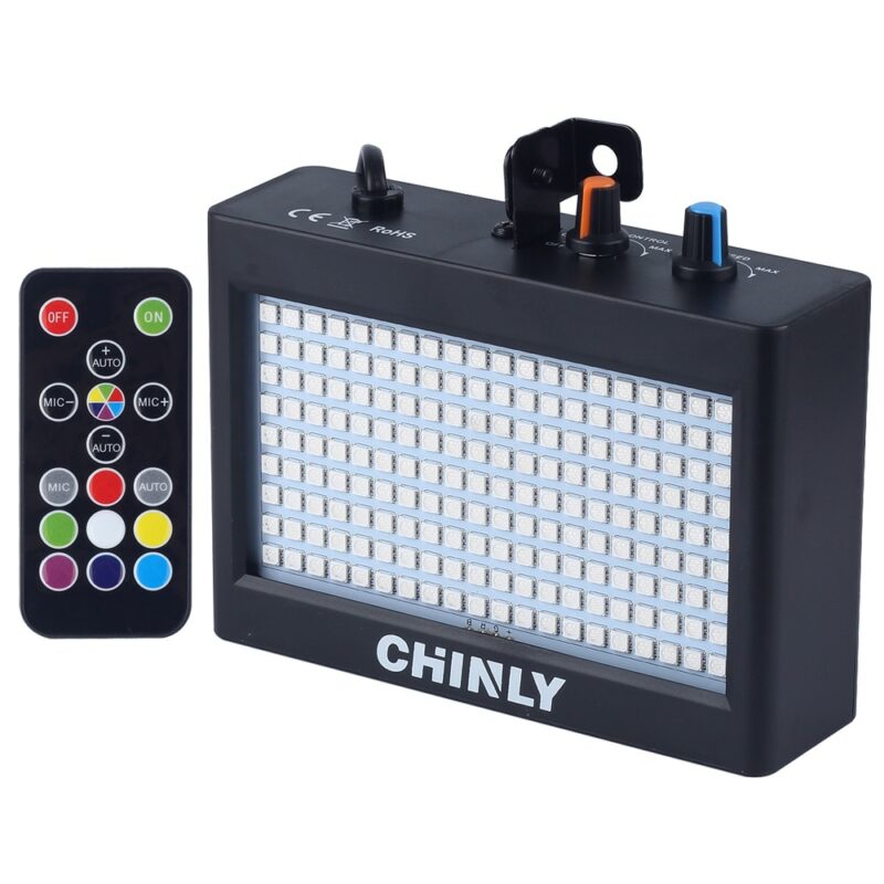 CHINLY 180 LEDs Strobe Flash Light Portable 35W RGB Remote Sound Control Strobe Speed Adjustable for 1