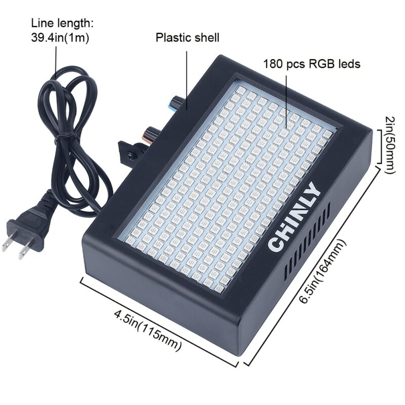 CHINLY 180 LEDs Strobe Flash Light Portable 35W RGB Remote Sound Control Strobe Speed Adjustable for 3