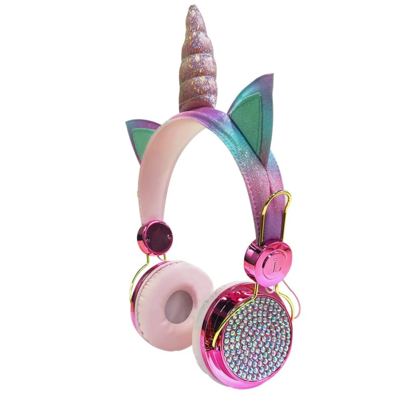 Cute Unicorn Wired Headphone With Microphone Girls Daugther Music Stereo Earphone Computer Mobile Phone Gamer Headset