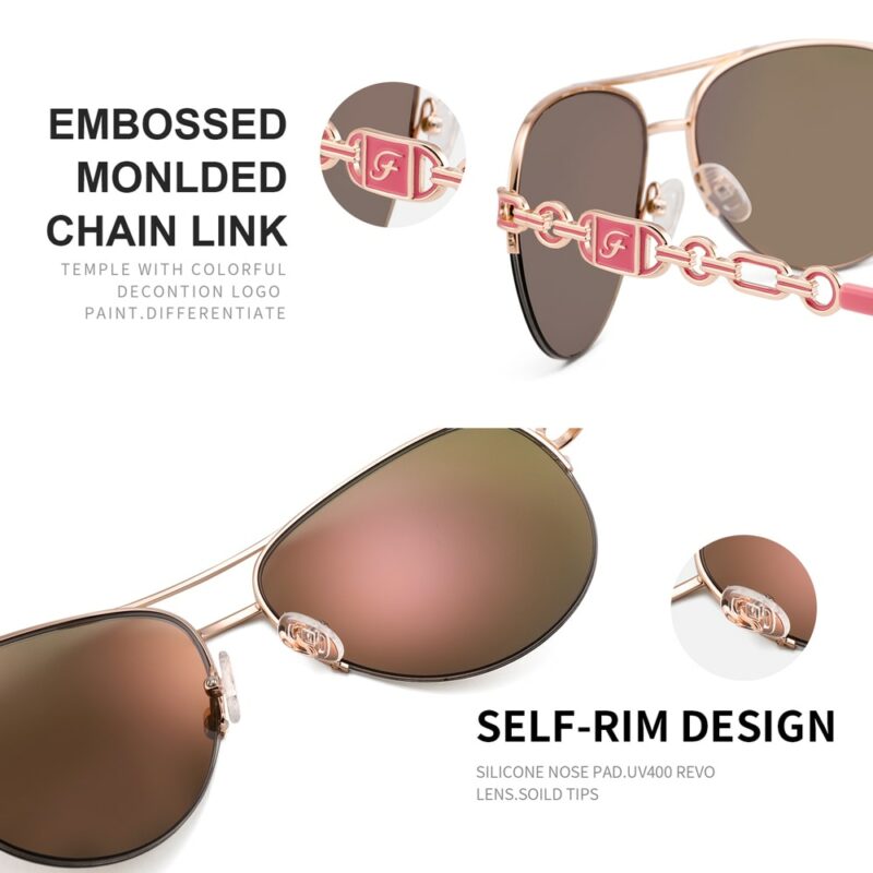 FENCHI sunglasses women uv 400 oculos female sun glasses shades mirror Pilot Pink feminino zonnebril dames 3
