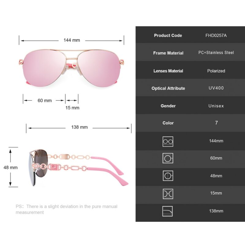 FENCHI sunglasses women uv 400 oculos female sun glasses shades mirror Pilot Pink feminino zonnebril dames 4