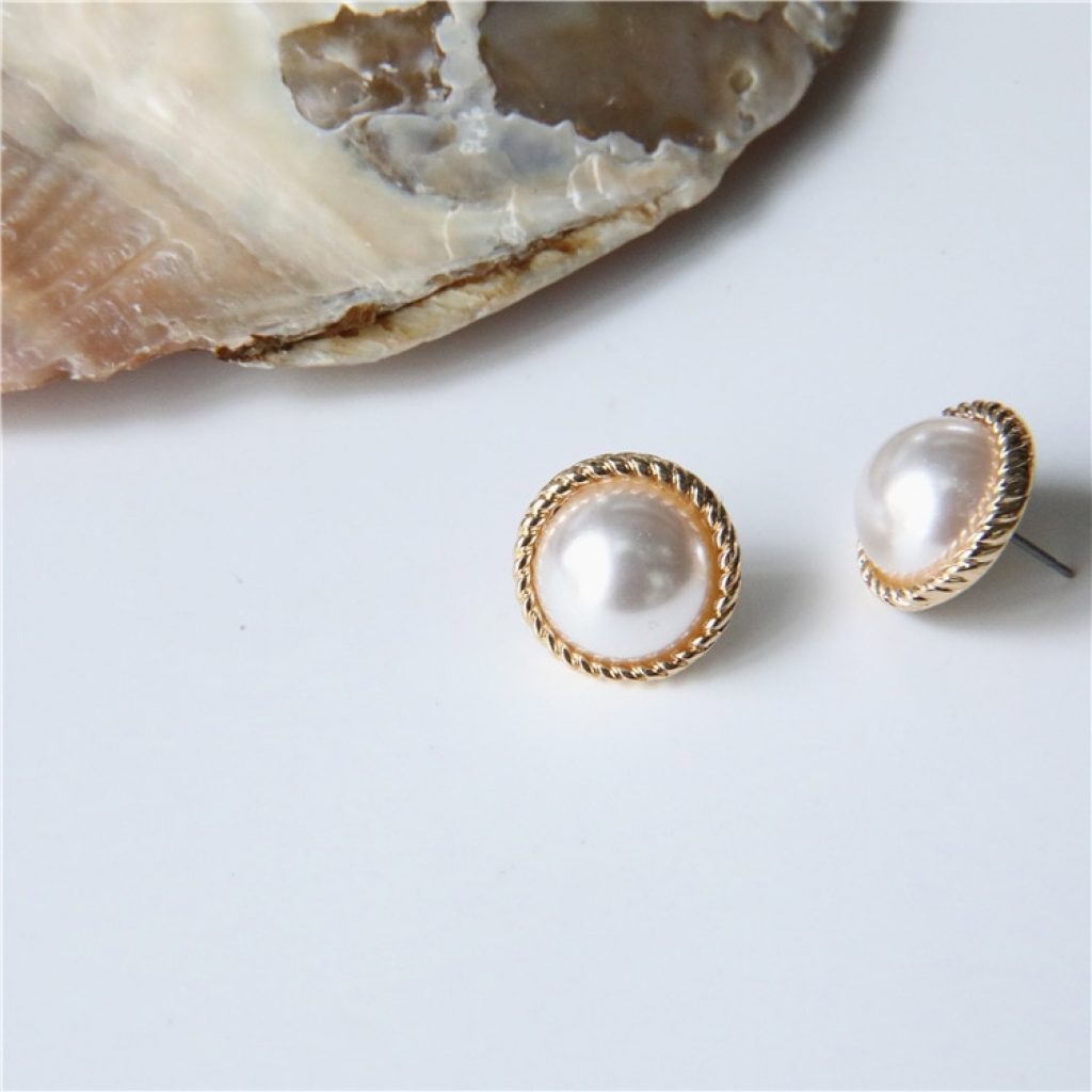 MENGJIQIAO 2019 Japan New Vintage Round Marble Opal Stone Big Stud Earrings For Women Fashion Temperament 1
