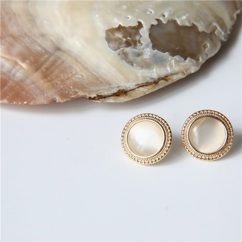 MENGJIQIAO 2019 Japan New Vintage Round Marble Opal Stone Big Stud Earrings For Women Fashion Temperament 2