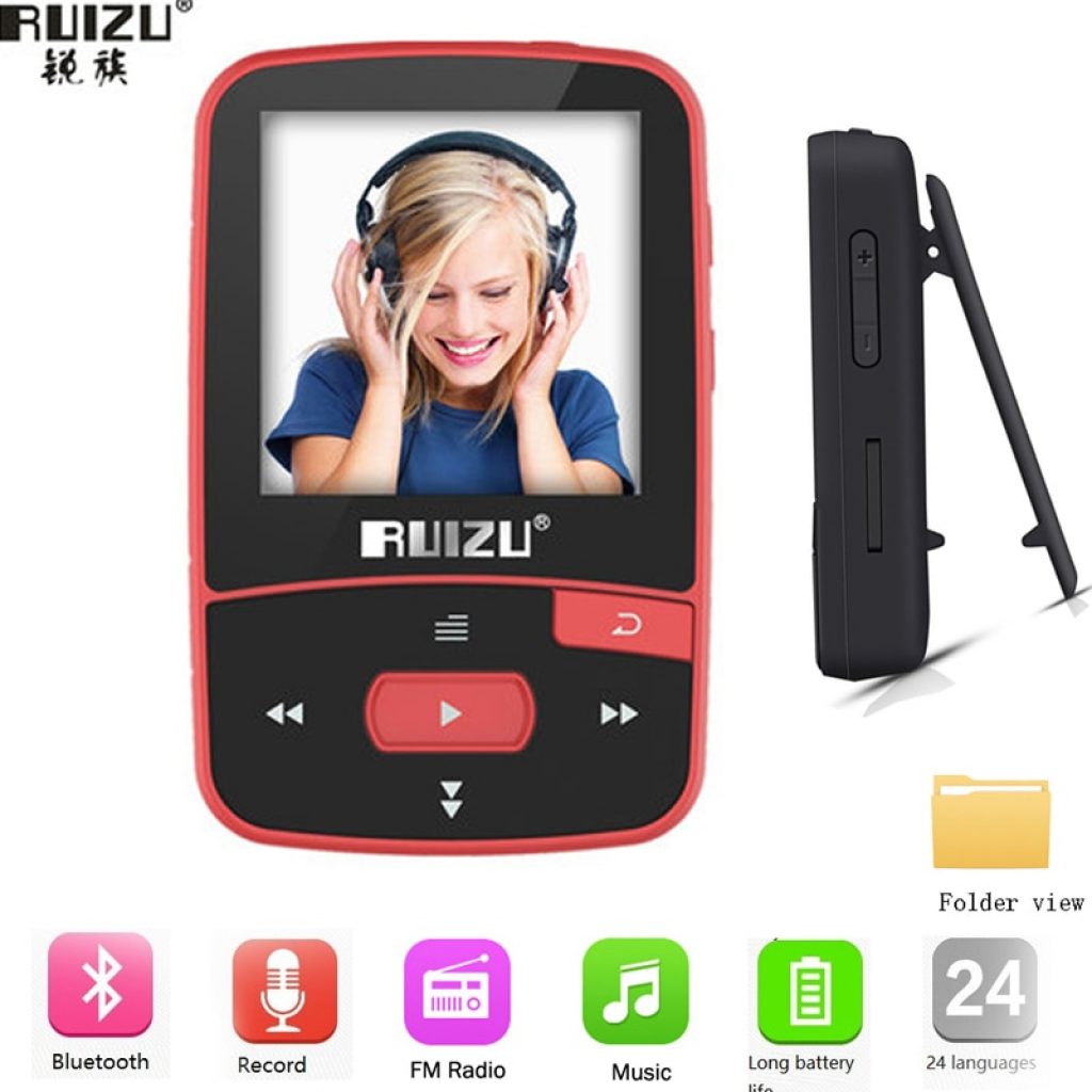 New Arrival Original RUIZU X50 Sport Bluetooth MP3 Player 8gb Clip Mini with Screen Support FM