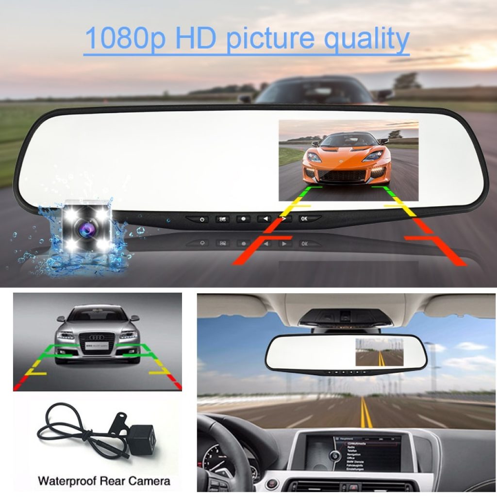 OMGO Car Dvr Dash Cam Dual Lens Rear View Mirror Auto Dashcam Recorder Registrator In Car 1