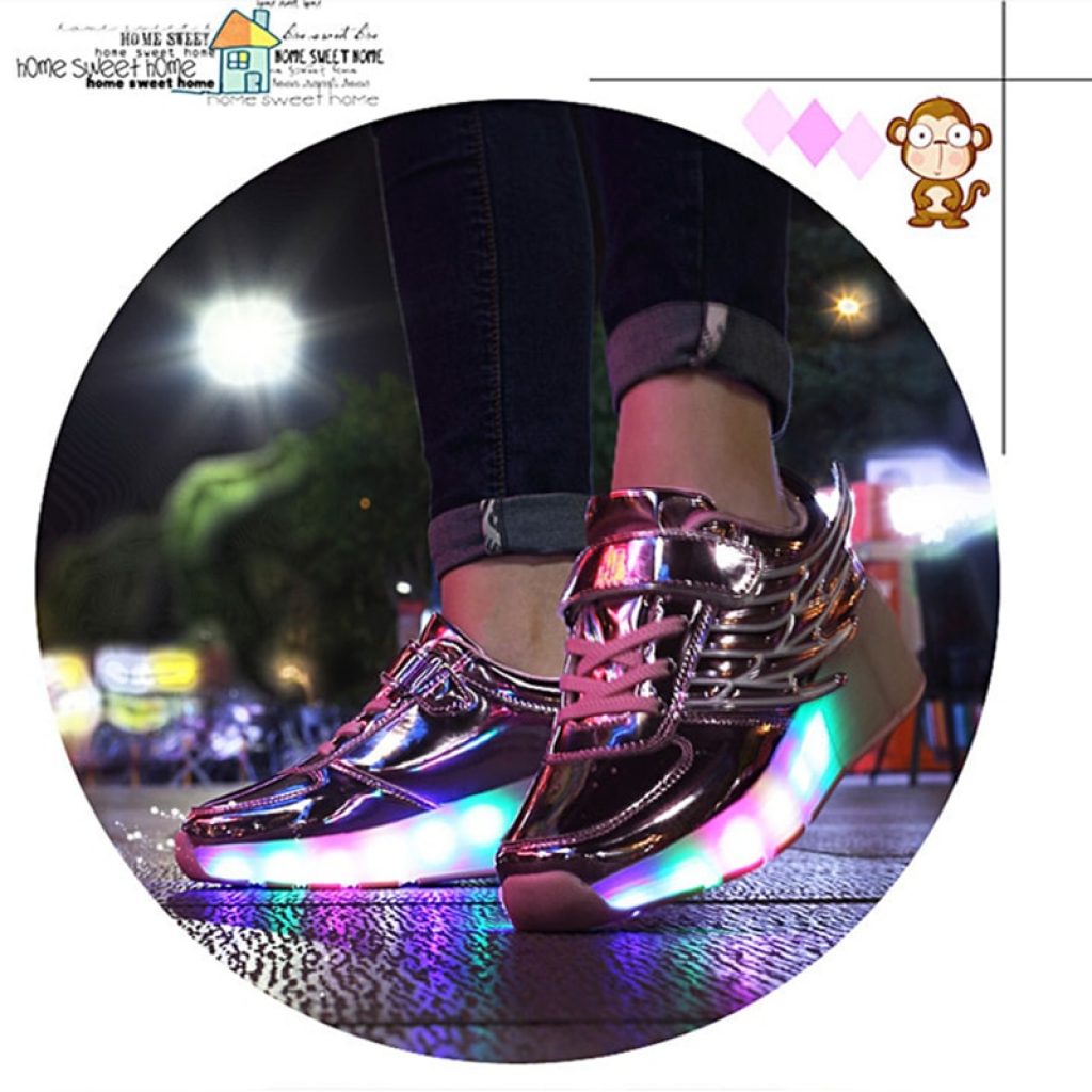 RISRICH Kids LED light roller shoes for boys girl luminous light up skate sneakers with on 1