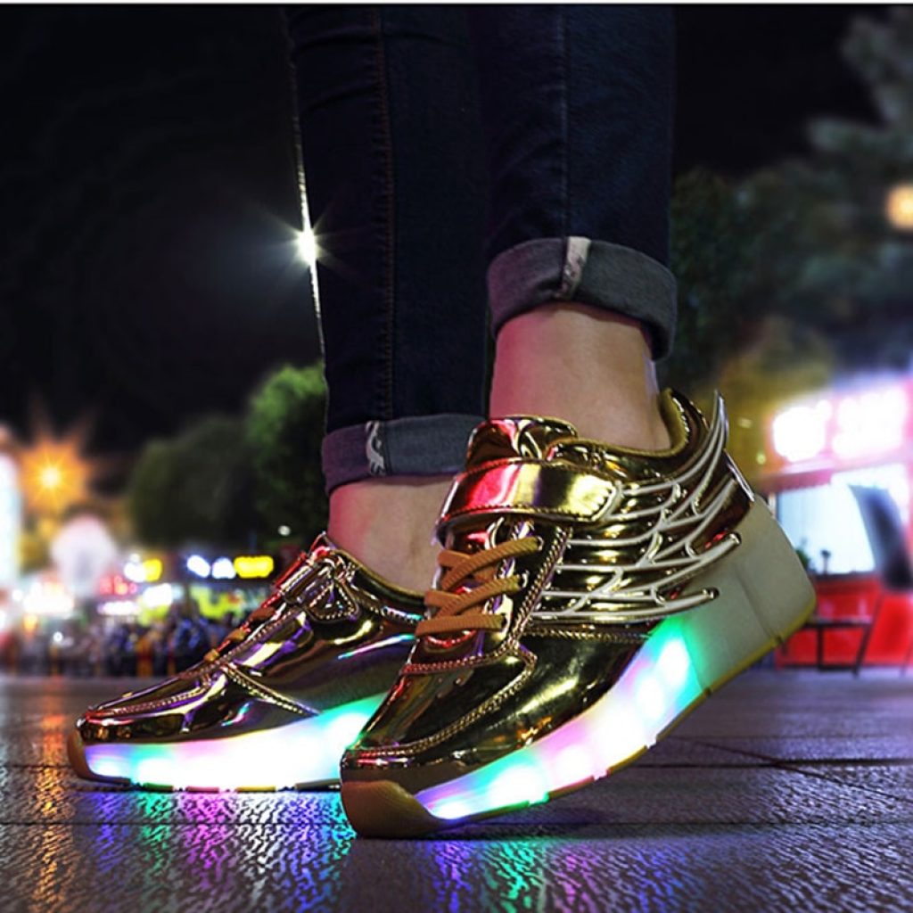 RISRICH Kids LED light roller shoes for boys girl luminous light up skate sneakers with on 3