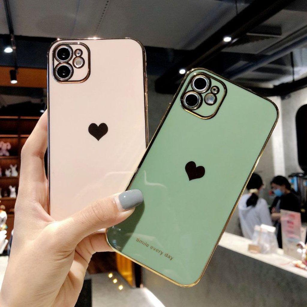 Electroplated love heart Phone Case For iPhone 11Pro 13 12 Pro Max XR XS X XS