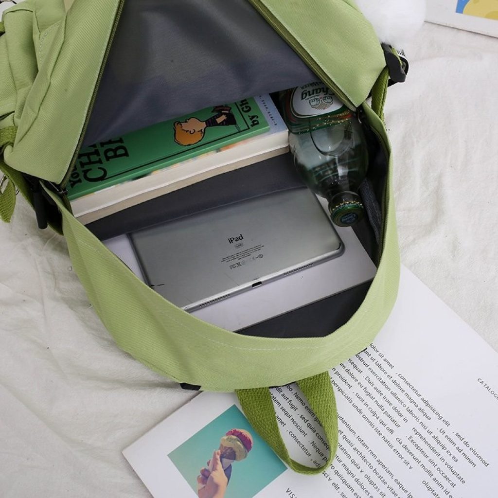 5 pcs sets canvas Schoolbags For Teenage Girls Women Backpacks Laptop keychain School Bags Travel Bagpack 1
