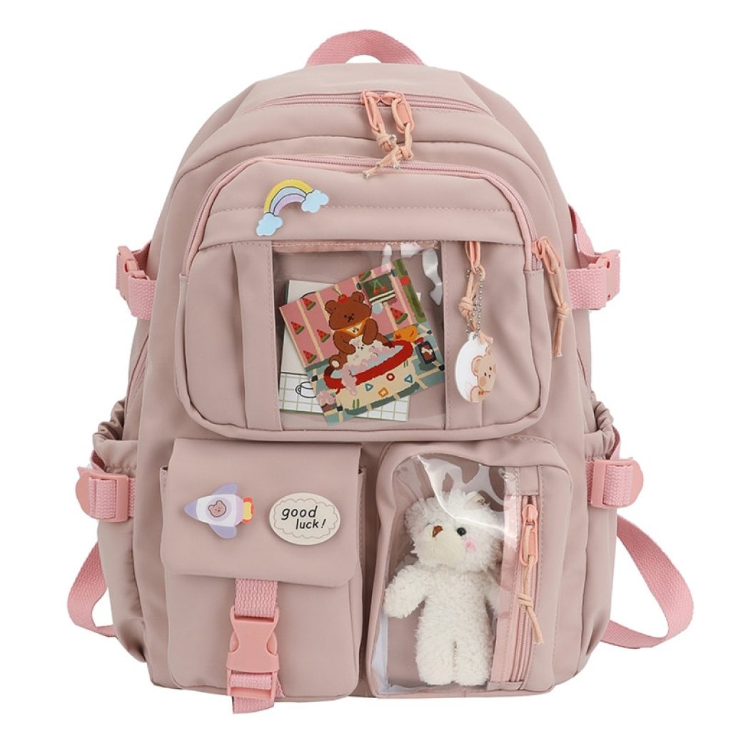 2021Cute Women Backpacks Waterproof Multi Pocket Nylon School Backpack for Student Female Girls Kawaii Laptop Book 1