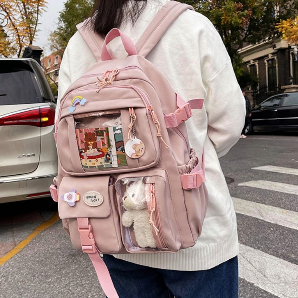 2021Cute Women Backpacks Waterproof Multi Pocket Nylon School Backpack for Student Female Girls Kawaii Laptop Book