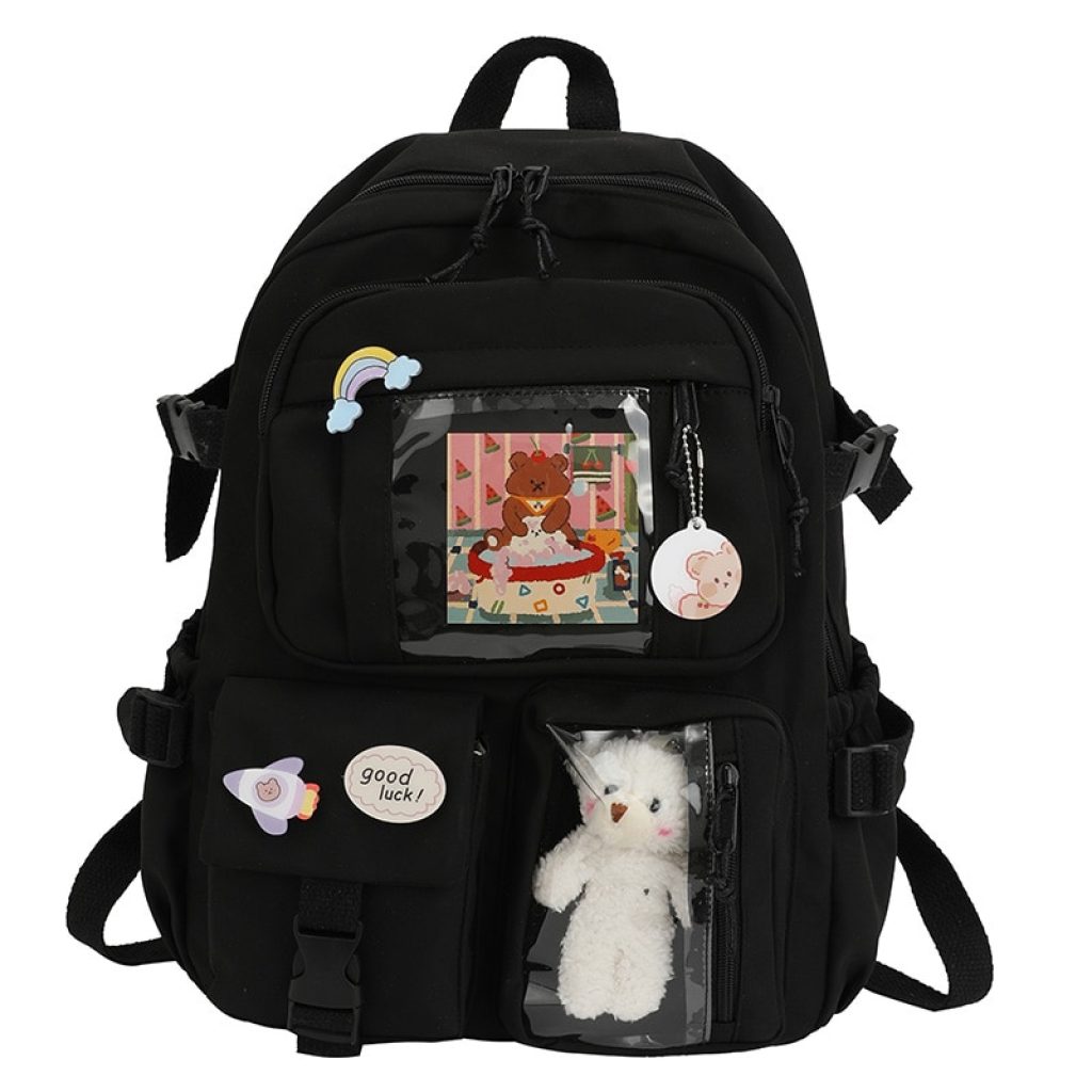 2021Cute Women Backpacks Waterproof Multi Pocket Nylon School Backpack for Student Female Girls Kawaii Laptop Book 2