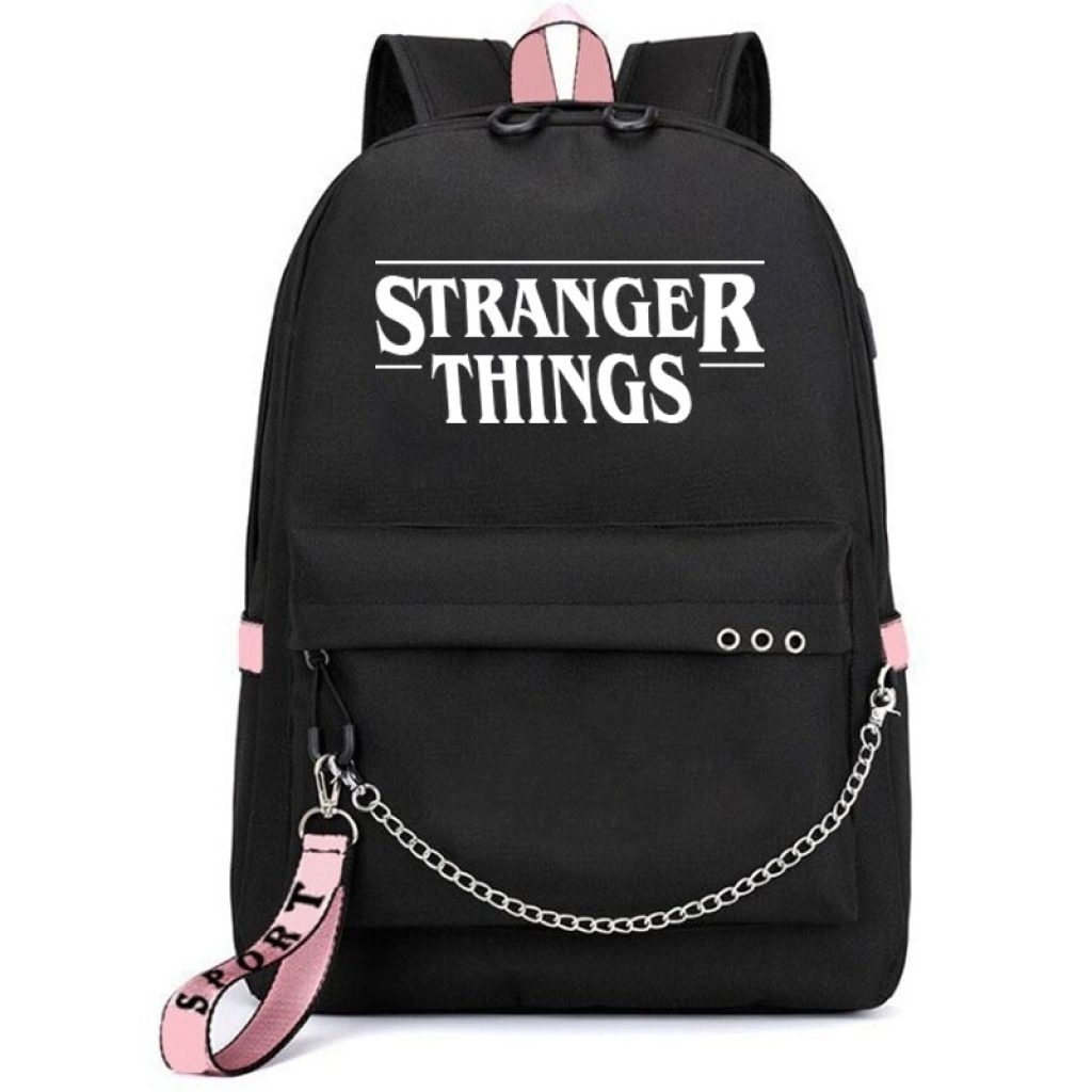 Stranger Things USB Backpack School Book Bags Fans Travel Bags Laptop Chain Backpack Headphone USB Port 2