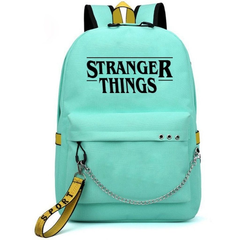 Stranger Things USB Backpack School Book Bags Fans Travel Bags Laptop Chain Backpack Headphone USB Port 4