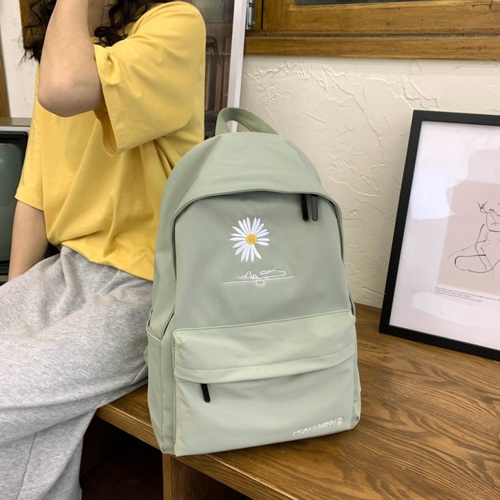Teen School Bag for Girls Backpack Women Printing Bookbags Middle Student Schoolbag Large Black Cute Flowers 4