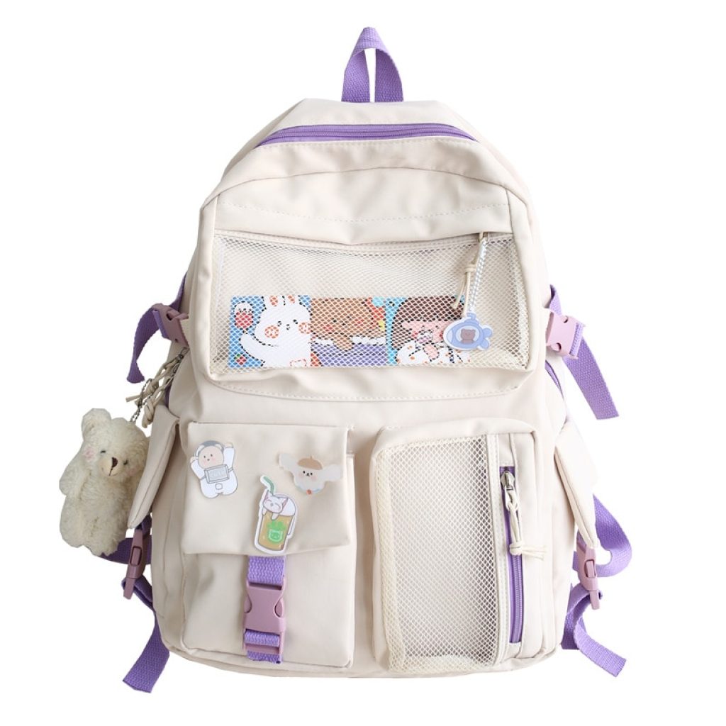 JOYPESSIE Kawaii Nylon Women Backpack Fashion Waterproof Rucksack for Teen Girls School Bag Cute Student Bookbag 1