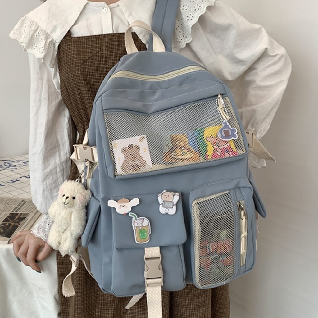 JOYPESSIE Kawaii Nylon Women Backpack Fashion Waterproof Rucksack for Teen Girls School Bag Cute Student Bookbag 2