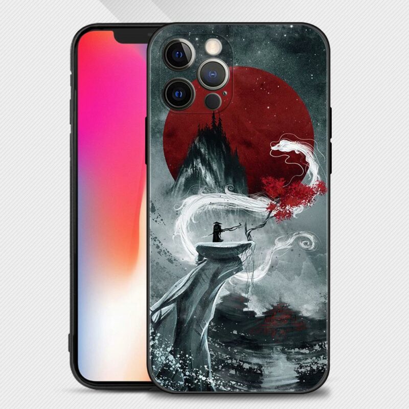 Landscape ink Painting Japan Samurai Art Phone Case For iPhone 14 13 11 12 14 Pro 5