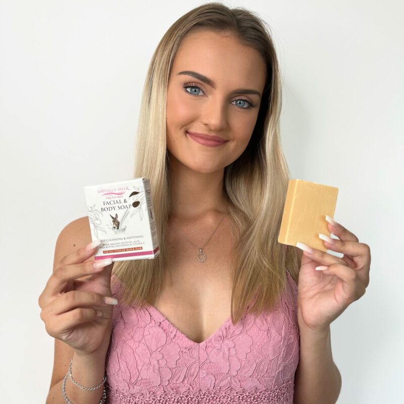 Model with Donkey Milk Soap Un Boxed scaled