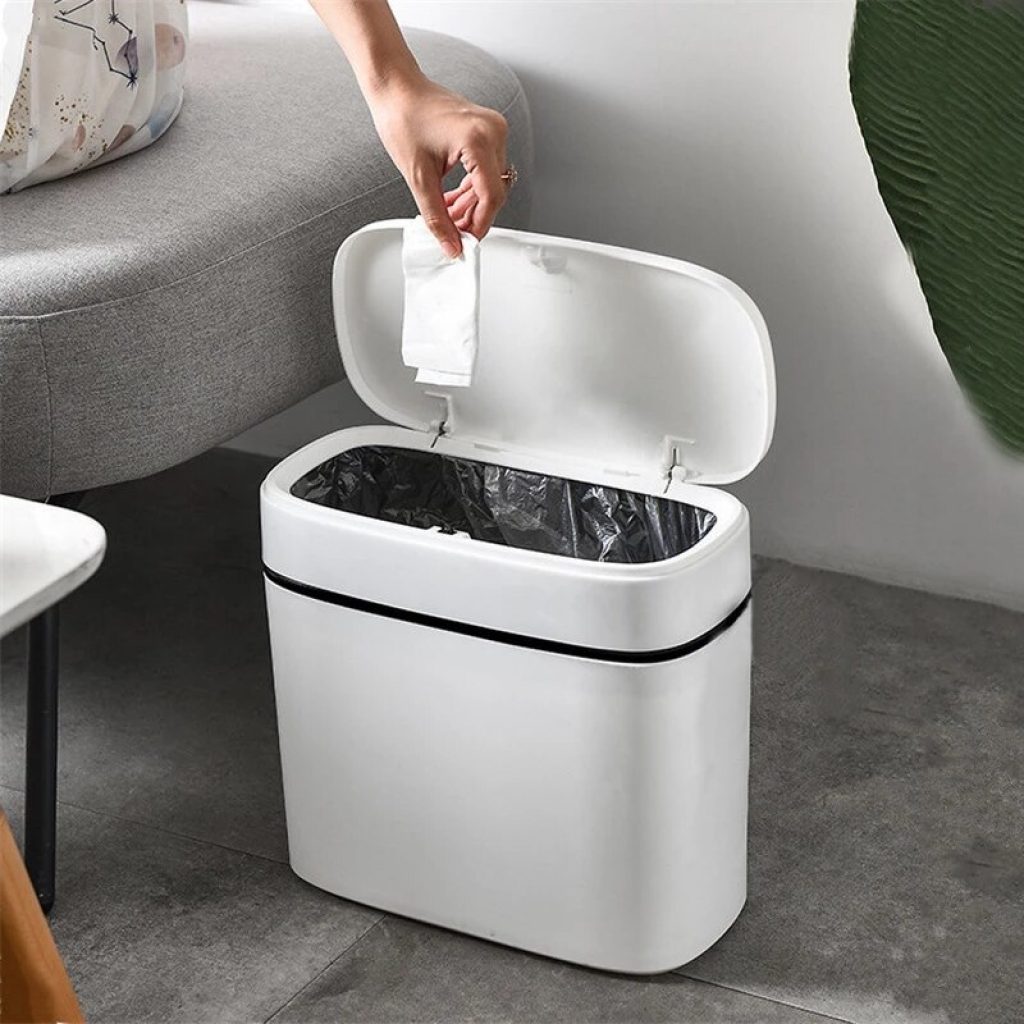 10 14L Press Type Auto Bounce Trash Can Waterproof Waste Bins Household Bathroom Kitchen Trash Bag 1