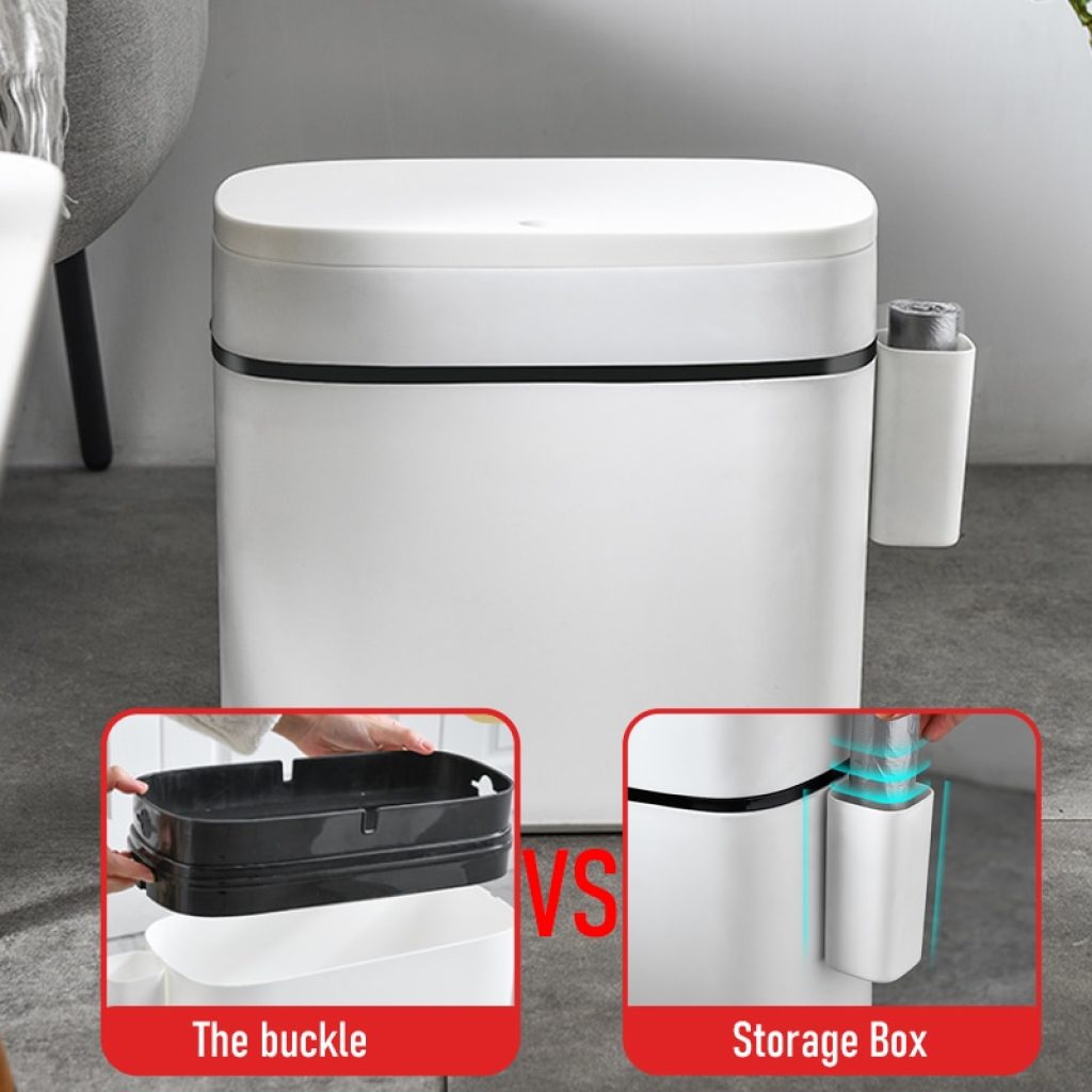 10L Trash Can Household Bathroom Kitchen Waste Bins Press Type Trash Bag Holder Garbage Bin for 1