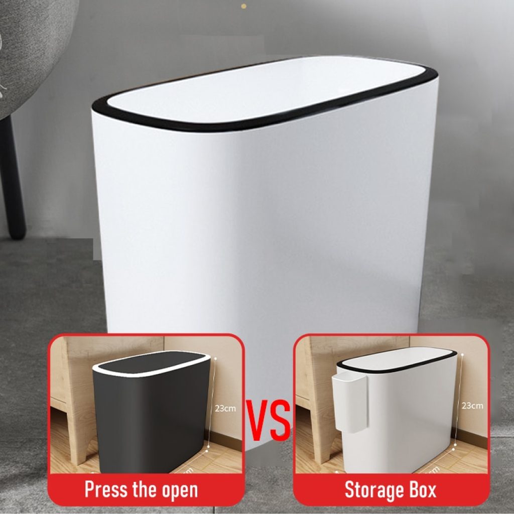10L Trash Can Household Bathroom Kitchen Waste Bins Press Type Trash Bag Holder Garbage Bin for 2