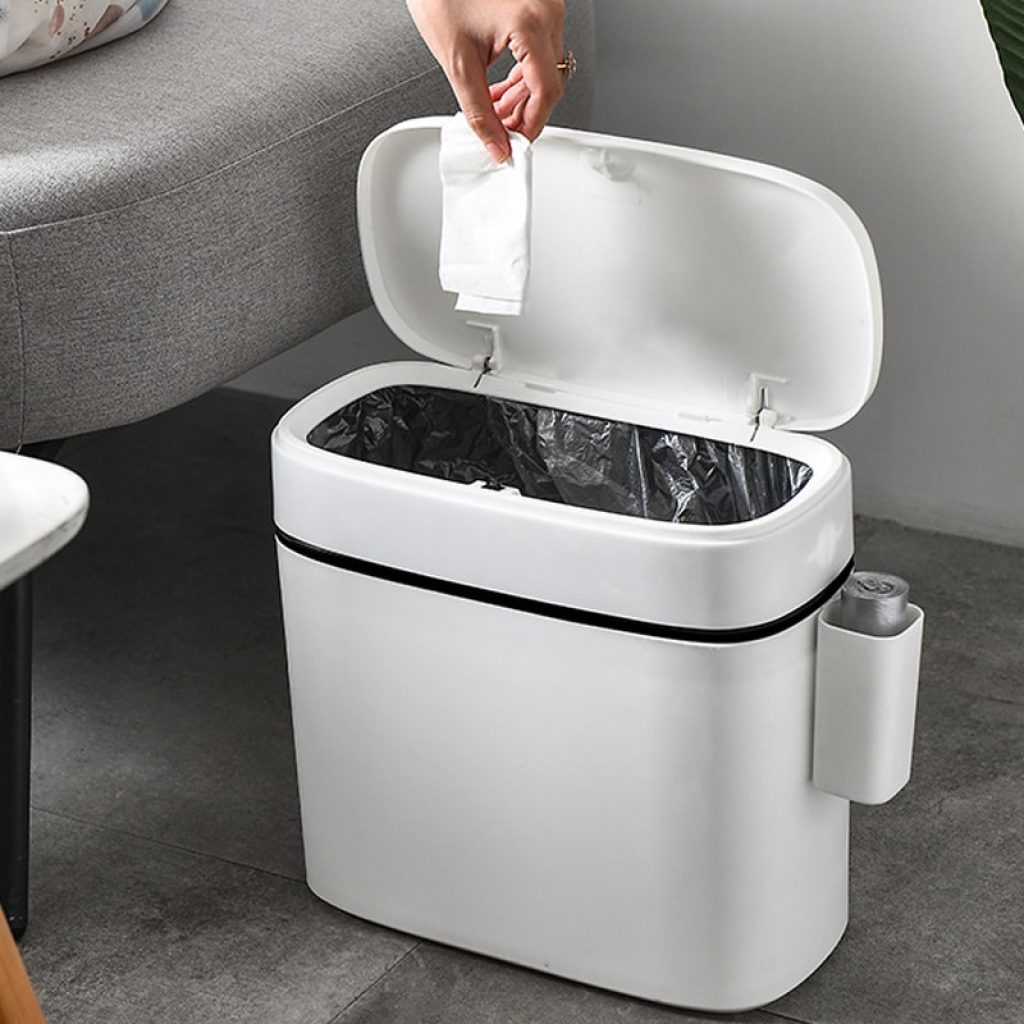 10L Trash Can Household Bathroom Kitchen Waste Bins Press Type Trash Bag Holder Garbage Bin for 5