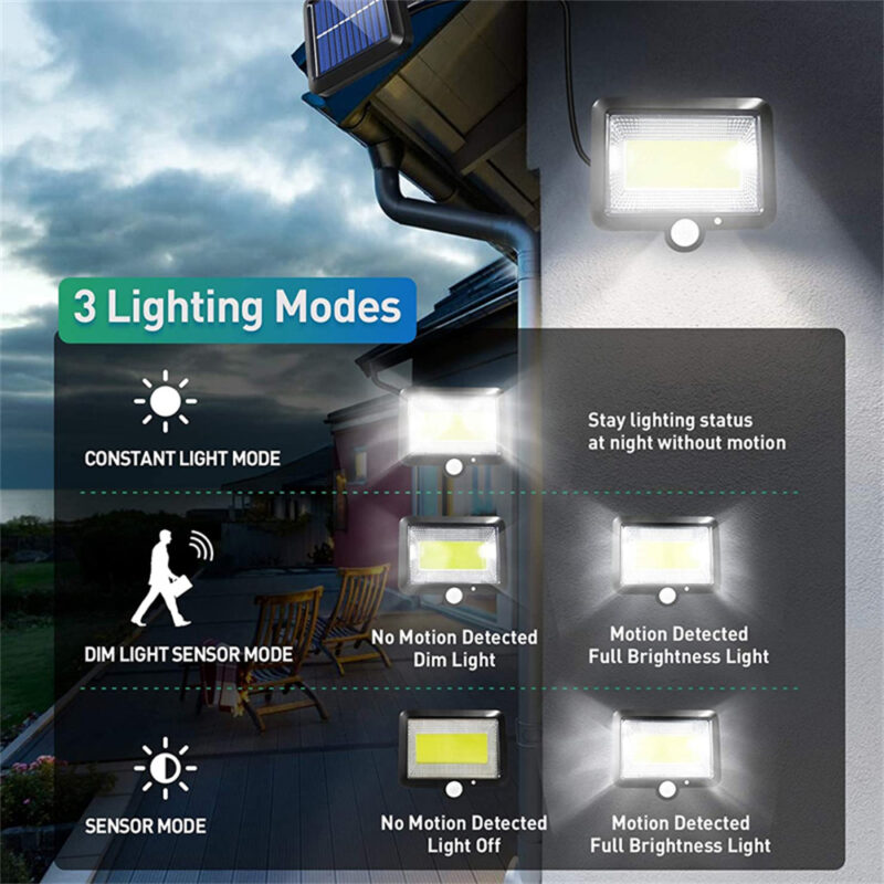COB LED Solar Powered Light Outdoors PIR Motion Sensor Sunlight Waterproof Wall Emergency Street Security Lamp 1