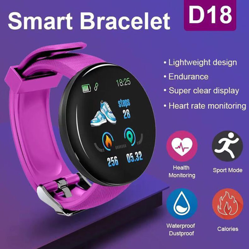 D18 smart Bracelet color round screen heart rate blood pressure sleep monitor walking exercise fitness smart 3