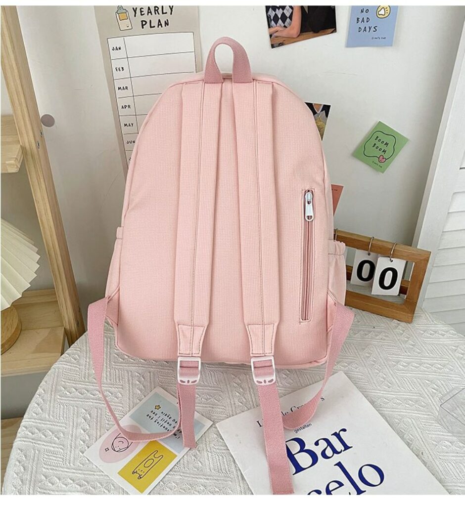 Sweet Soft Sister Solid Color Large Capacity Student Schoolbag 2022 School Season New College Students Ins 1