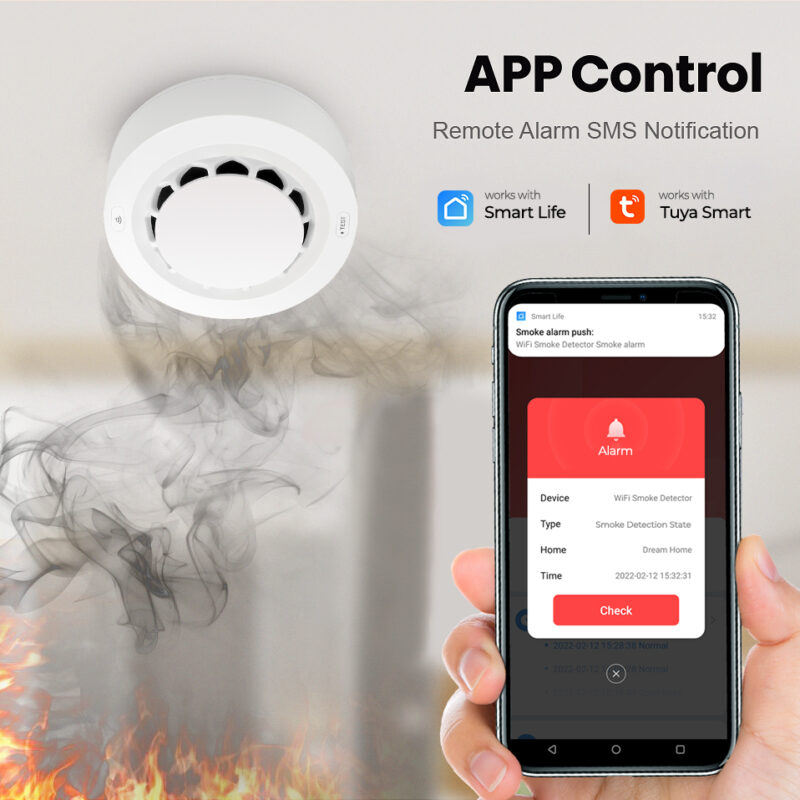Tuya WiFi Smoke Detector Alarm Smart Fire Protection 90dB Smoke Alarm Sensor Home Security System work 3