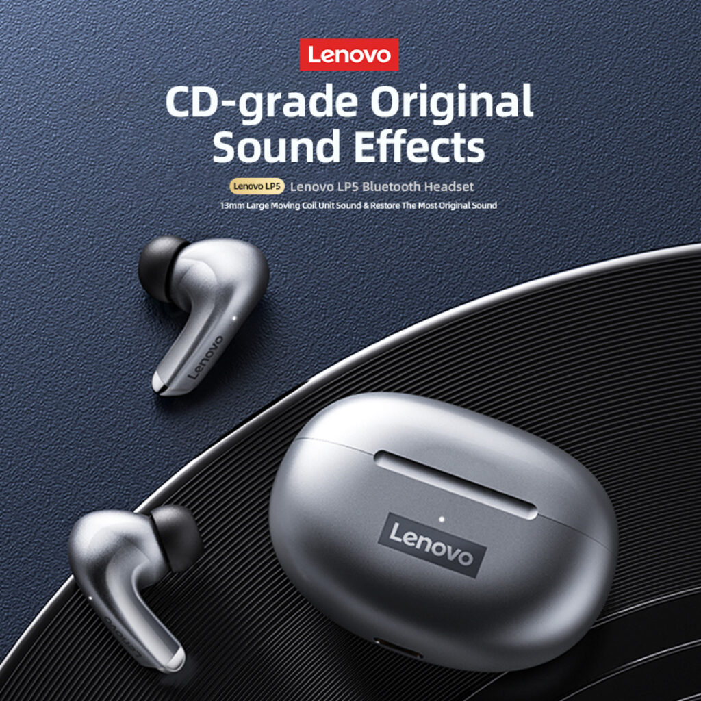 100 Original Lenovo LP5 Wireless Bluetooth Earbuds HiFi Music Earphone With Mic Headphones Sports Waterproof Headset 2