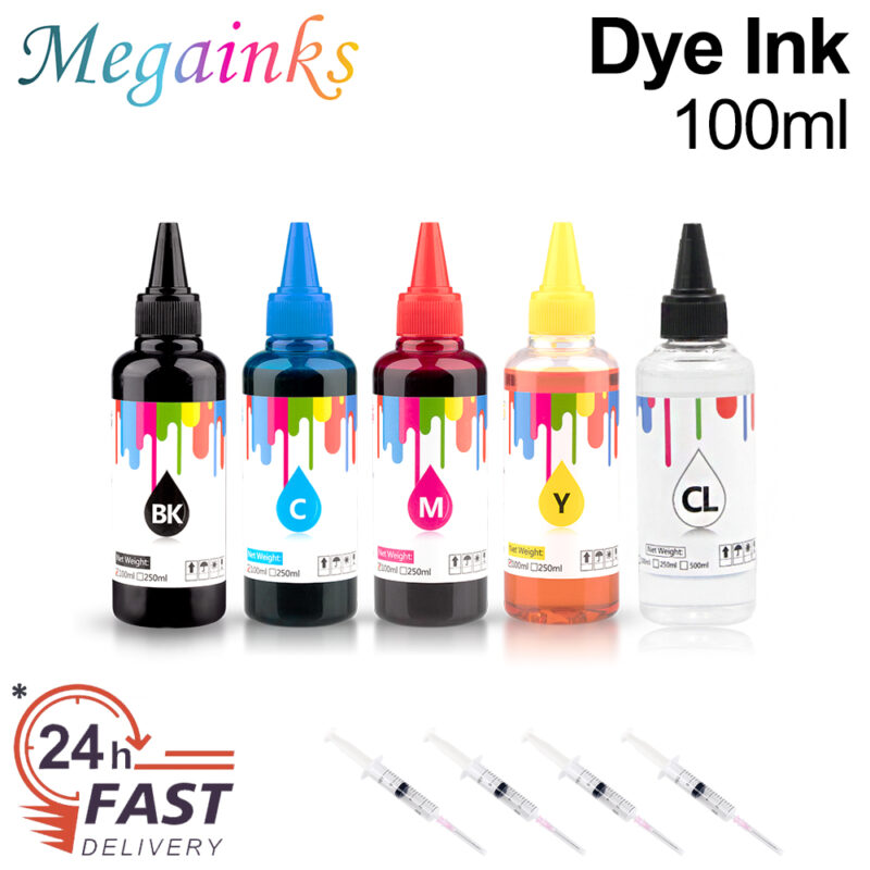 100ml Universal Dye Ink BK C M Y Kit Compatible For HP Canon Epson Brother Deskjet