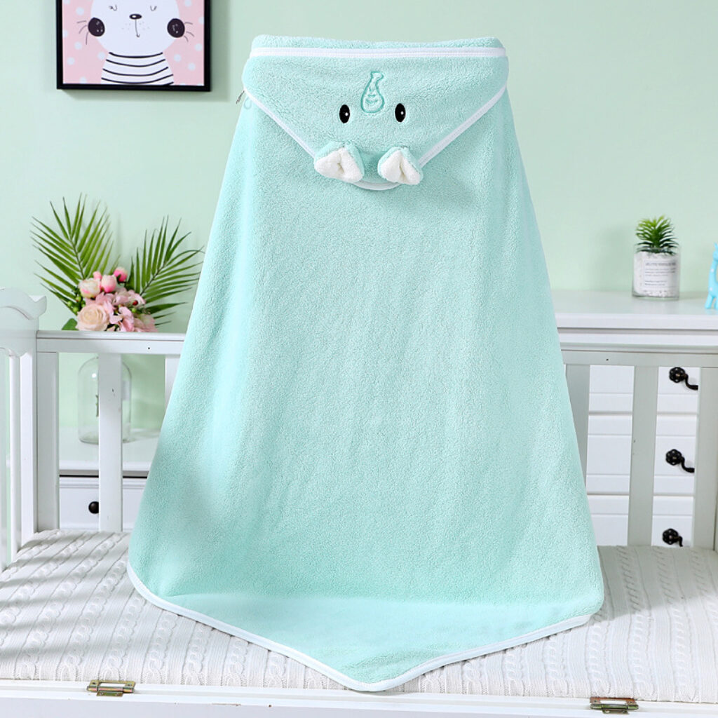 Children Hooded Bath Towel Cute Soft Coral Velvet Fleece Blanket Cartoon Animal Style Newborn Bathrobe Quilt 2