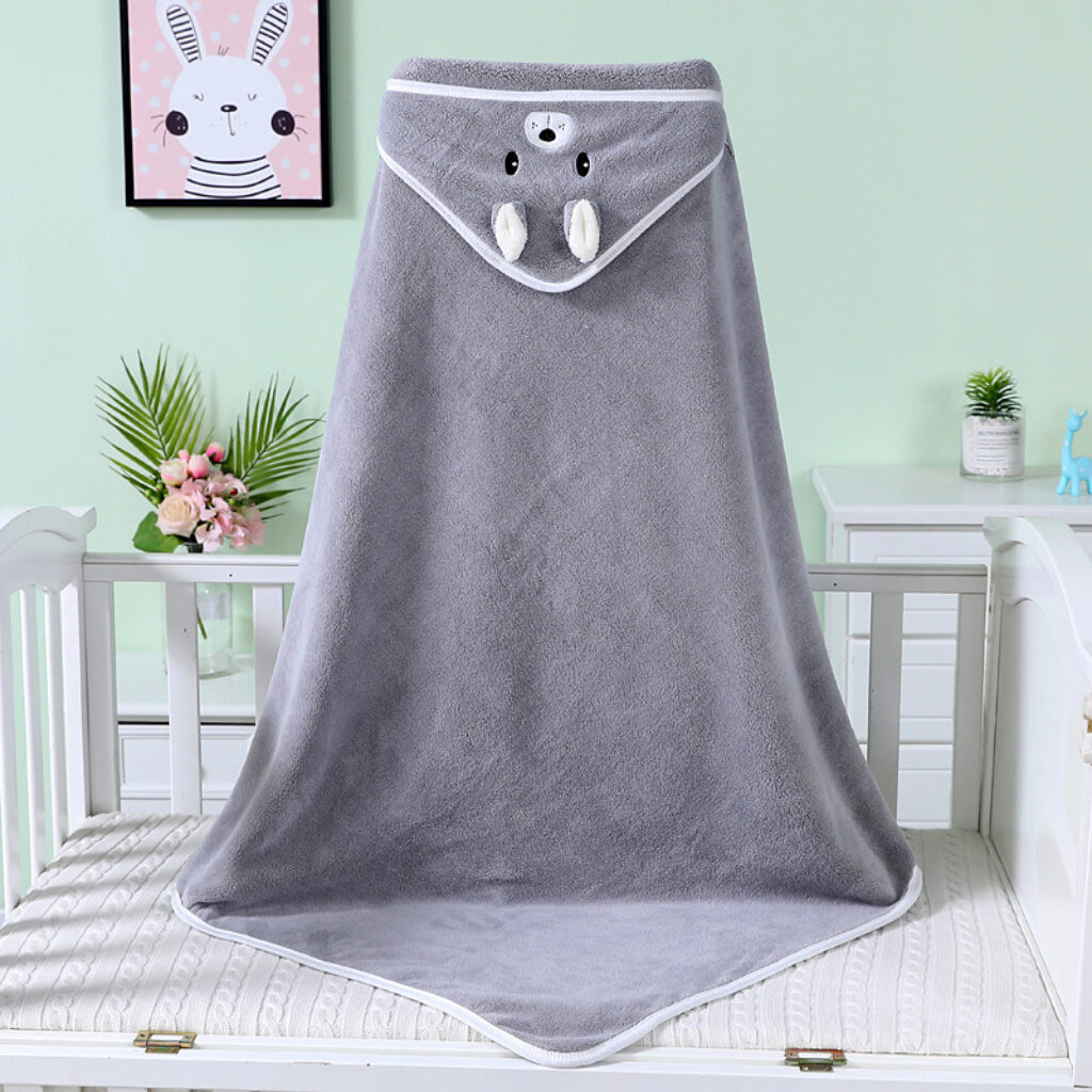Children Hooded Bath Towel Cute Soft Coral Velvet Fleece Blanket Cartoon Animal Style Newborn Bathrobe Quilt 3