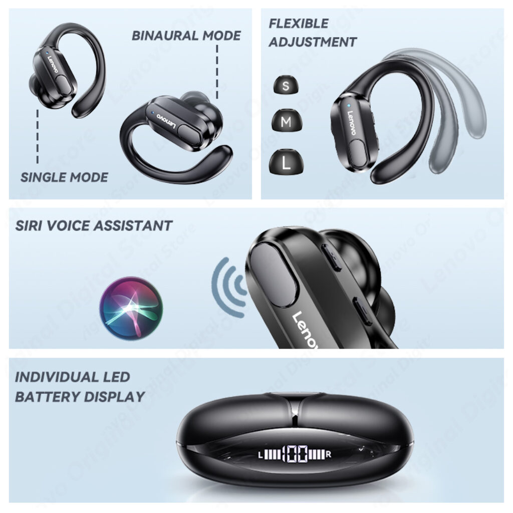 Lenovo XT80 Bluetooth 5 3 Earphones True Wireless Headphones with Mic Button Control Noise Reduction Earhooks 4