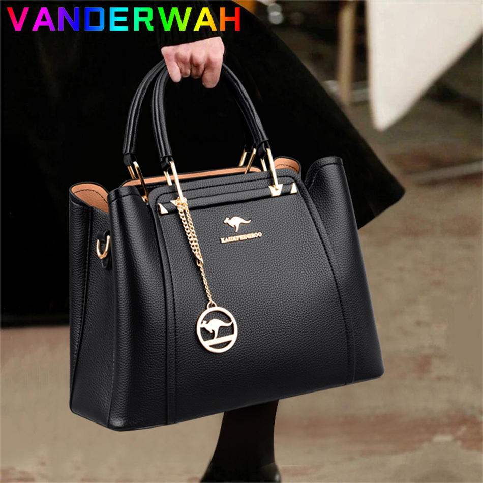 Soft Leather Luxury Handbags Women Bags Designer 3 Layers Shoulder Crossbody Sac Ladies Large Capacity Shopping