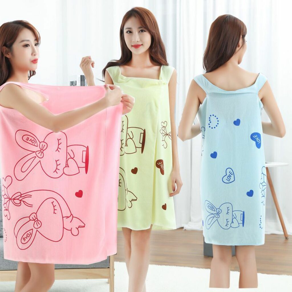 Wearable Bath Towel Love Rabbit Increase Thickened Adult Women Wipe Chest Bath Skirt Absorbent Sweat Steam
