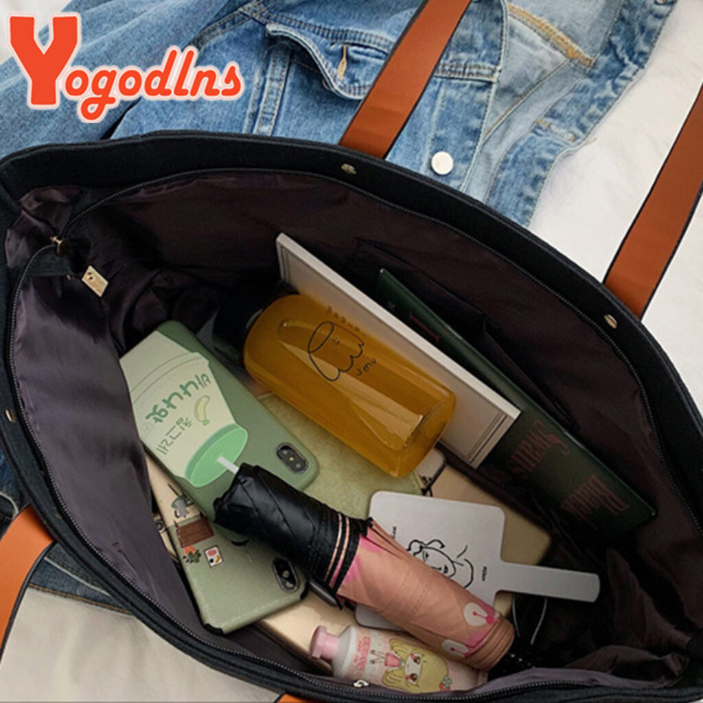 Yogodlns Fashion Canvas Handbag and Purse Female Large Capacity Shoulder Bag Letter Design Crossbody Bag Casual 4