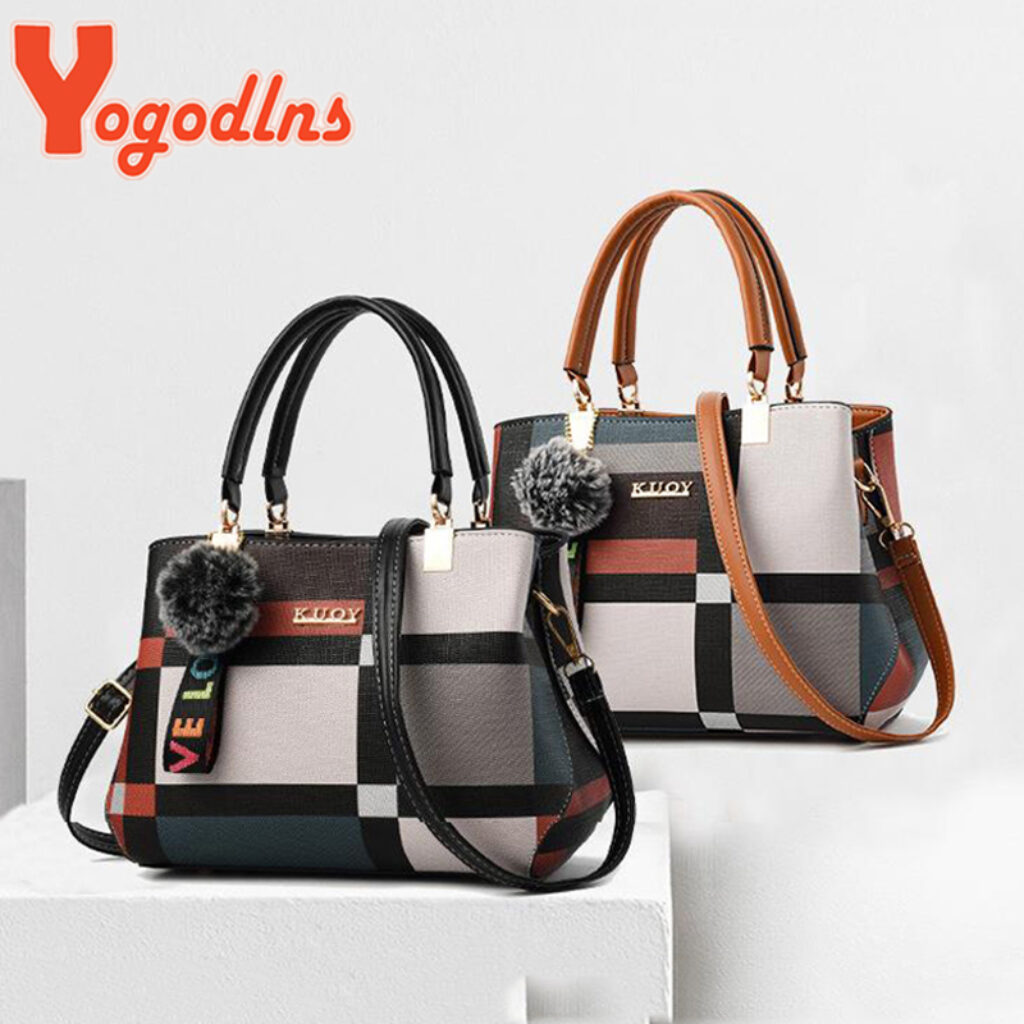 Yogodlns New Luxury Handbag Women Stitching Wild Messenger Bags Designer Brand Plaid Shoulder Bag Female Ladies 4