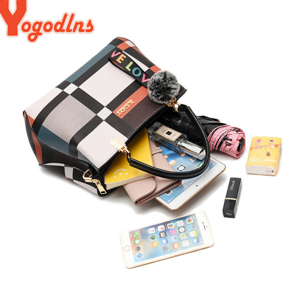 Yogodlns New Luxury Handbag Women Stitching Wild Messenger Bags Designer Brand Plaid Shoulder Bag Female Ladies 5