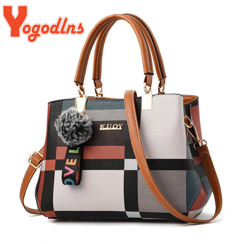 Yogodlns New Luxury Handbag Women Stitching Wild Messenger Bags Designer Brand Plaid Shoulder Bag Female Ladies