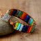 Chakra Bracelet Jewelry Handmade Multi Color Natural Stone Tube Beads Leather Wrap Bracelet Couples Bracelets Gifts