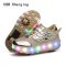 Children One Two Wheels Luminous Glowing Sneakers Gold Pink Led Light Roller Skate Shoes Kids Led Shoes Boys Girls USB Charging